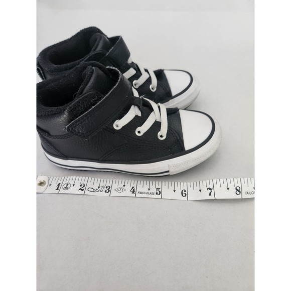 Converse All Star Leather High Top Black Infant Sneakers Shoes Size 9 - Picture 9 of 11